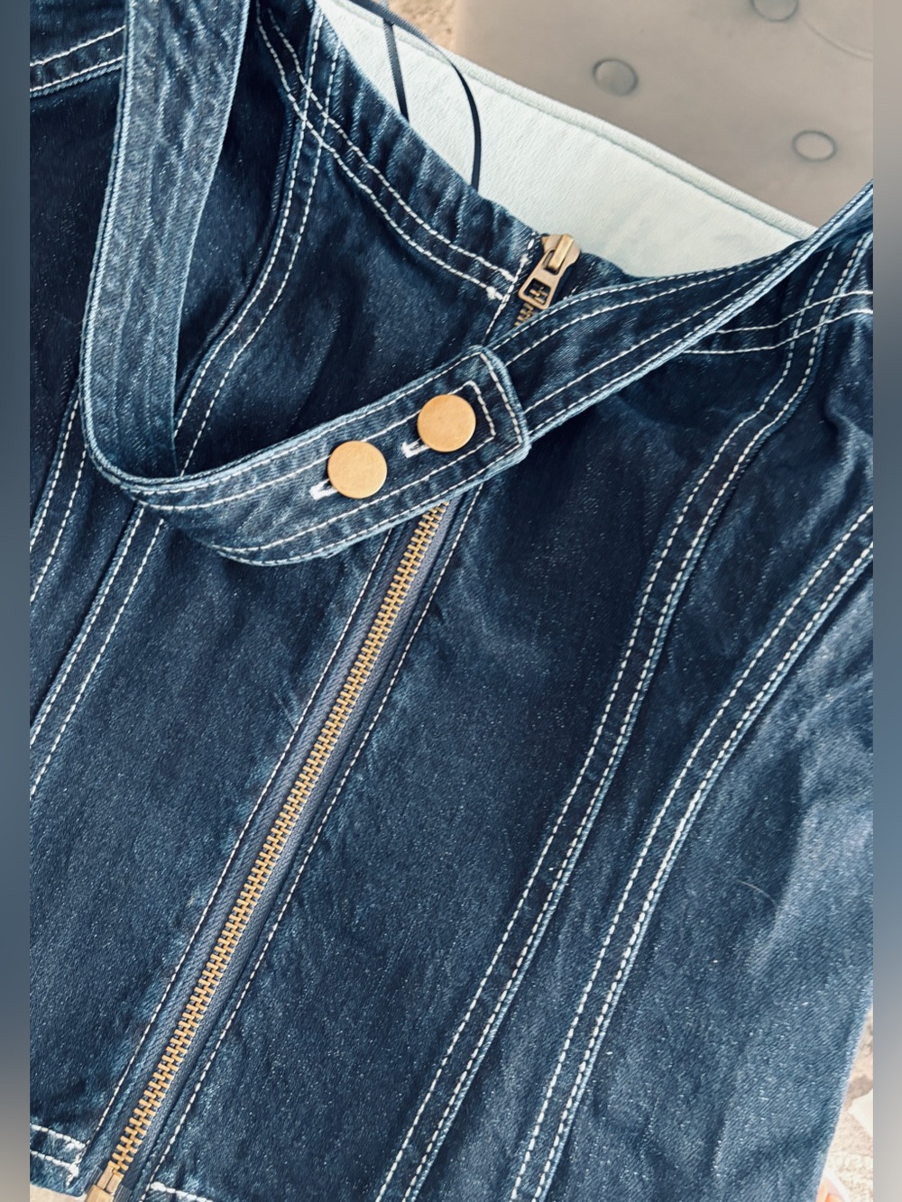 NWT Anthropologie Pilcro Halter Front-Zip Tank, Zipped, Dark Denim, Size M - Picture 6 of 8
